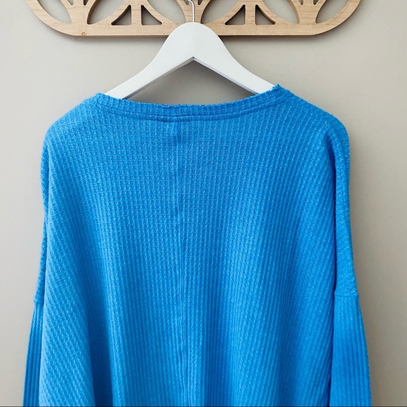 Urban Outfitters Out From Under Jojo Oversized Waffle Knit Top Blue Sz S… - Picture 6 of 8